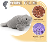 Manatee Stuffed Animals, Microwavable Stuffed Animal Adorable Fluffy Manatee Plush for Warmth Comfort, Heatable Coolable Lavender Scent Toy, Cute Soft Plushie Gift for Kids Adult & Children Boys Girls