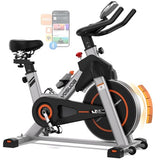YOSUDA Exercise Bike, Brake Pad Stationary Bike for Home with Exclusive App, Magnetic Indoor Cycling Bike with 350 lb Weight Capacity, Low Noise, Grey