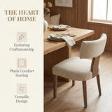 HNY Mid Century Modern Dining Chairs Set of 6, Upholstered Linen Kitchen & Dining Room Chairs with Ergonomic Curved Backrest