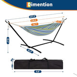 Garvee Instant Setup Hammock with Reinforced Steel Frame, Portable Outdoor Hammocks for Garden Camping, Heavy Duty Garden Yard Outdoor 350 LBS Capacity, Blue Green Stripes