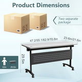 47.2in Folding Conference Table, Modular Meeting Table with Wheels 2Pack