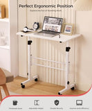 Standing Desk Adjustable Height, Mobile Stand Up Desk with Wheels Small Computer Desk Rolling Desk