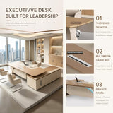71 inch L Shaped Executive Desk with 2 Drawers, Modern Large Computer Desk