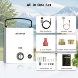 CAMPLUX First F5 Portable Propane Water Heater 1.32 GPM, 34,000 BTU, for RVs, Campings, Cabins & Barns, Ultra Portable Screw-Free Design, Quick Setup & 2-in-1 Easy Temperature Control
