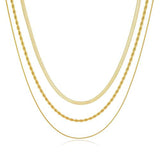 YOIHUR Gold Layered Necklaces for Women, 14K Gold Plated Dainty Necklace Chain Choker Necklaces Herringbone Necklace Set Gold Jewelry Gift for Women