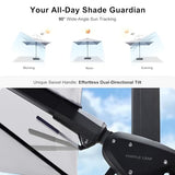 PURPLE LEAF 9' X 12' Left-right Tilt Patio Umbrella Outdoor Cantilever Swivel Rectangle Umbrella Aluminum Offset Umbrella, White