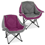 Northroad 2 Pack Oversized Camping Chair,Outdoor Padded Folding Lawn Chair w/Cup Holder,Carry Bag for Beach, Hiking, and Picnics,Heavy-Duty 300-lbs Capacity, Grey&Purple
