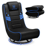 GTPLAYER Floor Gaming Chair Foldable Swivel Floor Chairs for Kids Boys Comfy Video Game Seat with 360° Multipurpose for Gamers, Bedroom or Game Room(Black-Blue)