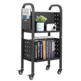 Rolling Library Book Cart, 150 lbs Capacity, 17.7 x 13.0 x 34.6-Inch Library Cart