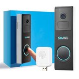Home Surveillance Wireless Video Doorbell with Chime, Battery, Waterproof, Audible Alarm Easy to Setup,2.4GHz Wi-Fi, Human Detection