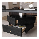 zhongxlla Standing Desk, Modern Office Executive Desk with Drawers, Spacious Black Writing PC Workstation