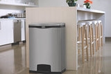 Rubbermaid Commercial Slim Jim Stainless Steel Front Step-On Wastebasket, 24 gal, Black Trim