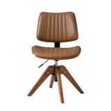 HULALA HOME Faux Leather Home Office Chair with Solid Wood Legs