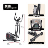 Sunny Health & Fitness Smart Elliptical Machine w/300LB Capacity & Pulse Sensor Built-in, 12" Stride Equipment for Home Cardio Exercise & Magnetic Cross-Training, Free SunnyFit App Bluetooth Connect