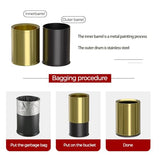 LEASYLIFE 12L/3Gal Antique Brass Bathroom Trash Can