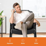 Sweetcrispy Waiting Room Chairs, PU Leather Big and Tall No Wheels Executive Office Chair with Padded Arms