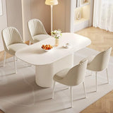 Miuuod 70" White Dining & Kitchen Table Set, Solid Kitchen Table with 6 Chairs