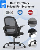 Ergonomic Mesh Office Chair for Home Office, Flip-Up Arms, Breathable Mesh Back & Thick Seat Cushion, Swivel Rolling