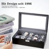 Hit design Watch Box for Men,Watch case Organizer 10 Slot Leather Storage holder, Mens Watch Jewelry Case with Display Lid Durable Cufflink and Collection Box,Birthday gifts for Men Women