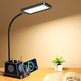 cozoo LED Desk Lamp for Home Office, 15W Bright Desk Light with Wireless Charger Pen Holder, Gooseneck Small Table Lamp
