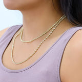 Nuragold 14K Real Yellow Gold Rope Diamond Cut Chain Lightweight Necklace