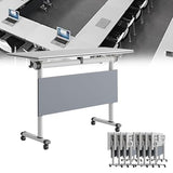 AYMIXEM White Modern Conference Table with Silent Rolling Wheels Executive Desk