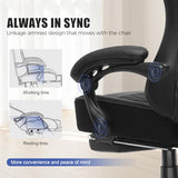 GTPLAYER Big and Tall Gaming Chair with Footrest, Ergonomic Office Desk Chair with 4.4in Thick Cushion and Wide Wingless Seat, Comfortable Leather Computer Chair, Predator Series, Satin Black