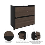 Bestar Connexion 72W U-Shaped Executive Desk with Lateral File Cabinet in Antigua & Black