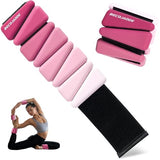 BECOJADDE Ankle Weights for Women Wrist Weights Set of 2 (1 lb Each) Adjustable Arm Leg Weight for Womens Men, Gradient Pink