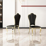 HomVent 68''Gold Faux Marble Dining Table Set with 6 Leather Chair