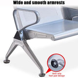 Office Guest Reception Chair with Table and Arms, Lobby Steel Reception Bench