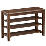 Taitiy Shoe Bench Storage Rubberwood, Entryway Bench with 3-Tiers Height Adjustable, Shoe Rack Front Door Entrance Organizer for Hallway Living Room, Mudrooms, Walnut,31.5"