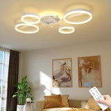 Glimchase 5-Ring LED Dimmable Modern Ceiling Light Fixture, 58W 3000K-6000K Flush Mount Ceiling Lamp with Remote for Living Room, Bedroom, Dining Room, Kitchen (White)