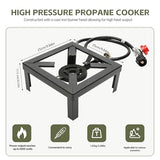 Propane Burner – 100,000 BTU High-Pressure Cast-Iron Single Stove, CSA-Approved 0-20 PSI Regulator & 4.1 ft Hose, Portable Outdoor Cooker for Camping, Turkey Fryers & Seafood Boils