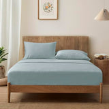 ATLINIA 100% Linen Fitted Sheet Mattress Cover - 1 Piece Stone Washed 15 Inch Deep Pocket Made from French Pure Flax Breathable Farmhouse Bedding(Dusty Blue,King)