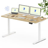 FLEXISPOT 63" x 24" Solid Wood Standing Desk, White Oval Legs