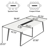 Loomie 8FT Conference Table, 94.49" L x 47.24" W x 29.53" H Meeting Seminar Table with Grommet, Large Boat Shaped Computer Desk