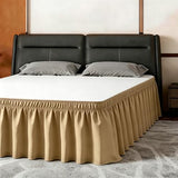 ANARACHON Queen Bed Skirt, Elastic Wrap Around Bed Skirt Queen Size, Bed Skirts for Adjustable Bed, Easy Fit with 18" Drop Length Tailored Drop Dust Ruffle (Gold)