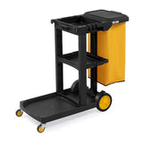 Commercial Traditional Cleaning 3-Shelf Janitorial Cart, 500 Lbs Capacity Housekeeping Cart