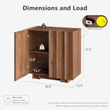 win2win 30.8" Fluted Sideboard Buffet Cabinet with Storage,Walnut, 3Pcs