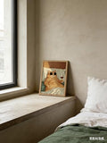 Framed Funny Cat Wall Art Cute Funky Cat Drinking Wine Picture Wall Decor Eclectic Whimsical Animal Bar Cart Poster Print for Bedroom Living Room Home Decoration 12x16in