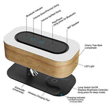 AMPULLA Masdio by Ampulla Bedside Lamp with Bluetooth Speaker and Wireless Charger, Table Lamp Desk Lamp