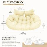 lihtsofty Double Egg Chair Cushion Replacement 55x35in -Thickened Waterproof Removable Double Hanging Egg Chair Cushions