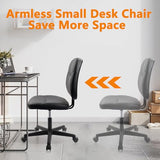 CLATINA Armless Home Office Chair, Small PU Leather Ergonomic Low Back Desk Chair with Lumbar Support, Black