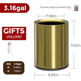 LEASYLIFE 12L/3Gal Antique Brass Bathroom Trash Can