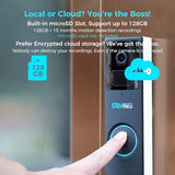 Home Surveillance Wireless Video Doorbell with Chime, Battery, Waterproof, Audible Alarm Easy to Setup,2.4GHz Wi-Fi, Human Detection