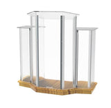 FixtureDisplays® Podium, Wood Base w/Clear Ghost Acrylic, Lectern, Pulpit, 3 Tier Construction