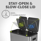Compartment Step Trash Can – Kitchen Garbage Can with Waste & Recycling Bins – Slow-Close Lid, Odor Control, Hands-Free