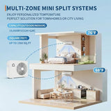 28000 BTU 2 Zone Mini Split Heat Pump, 20 SEER2 12000+12000 BTU Ductless AC with WiFi Alexa, App Control for Bedroom Living Room Garage Office