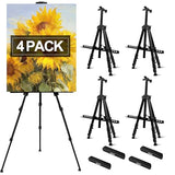 4 Pack Art Painting Display Easel Stands,Portable Adjustable Aluminum Metal Tripod Artist Canvases Height